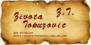 Života Topuzović vizit kartica